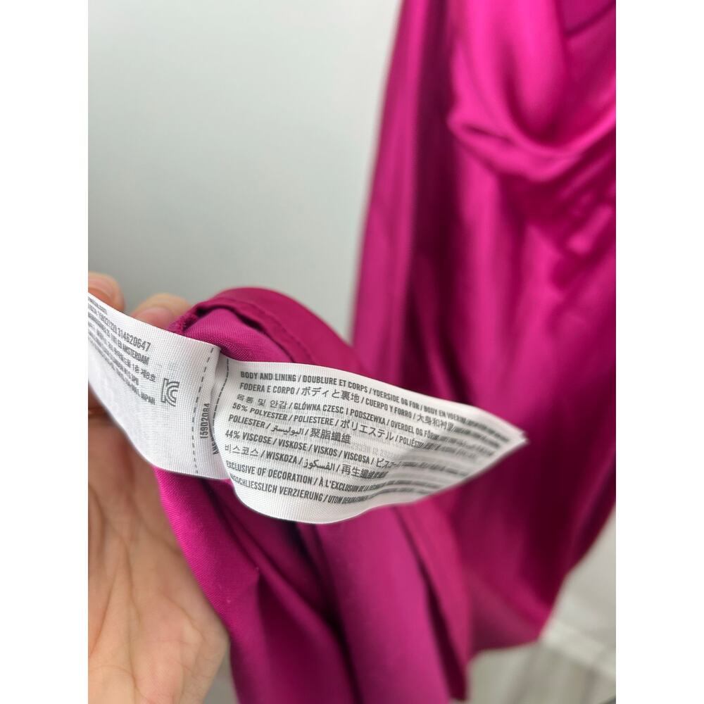 Abercrombie & Fitch Hot Pink Satin Midi Slip Dress - Picture 7 of 8